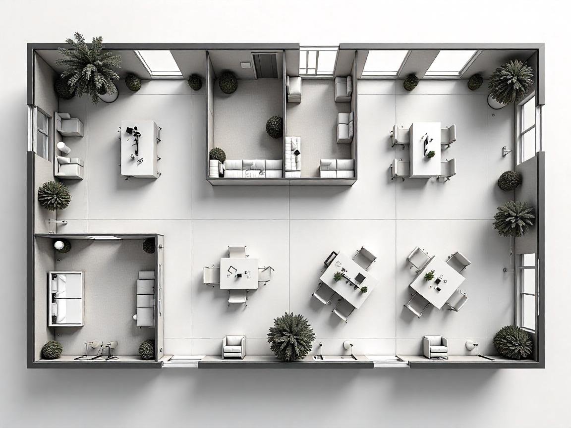 Detailed 2D floor plan of a contemporary villa